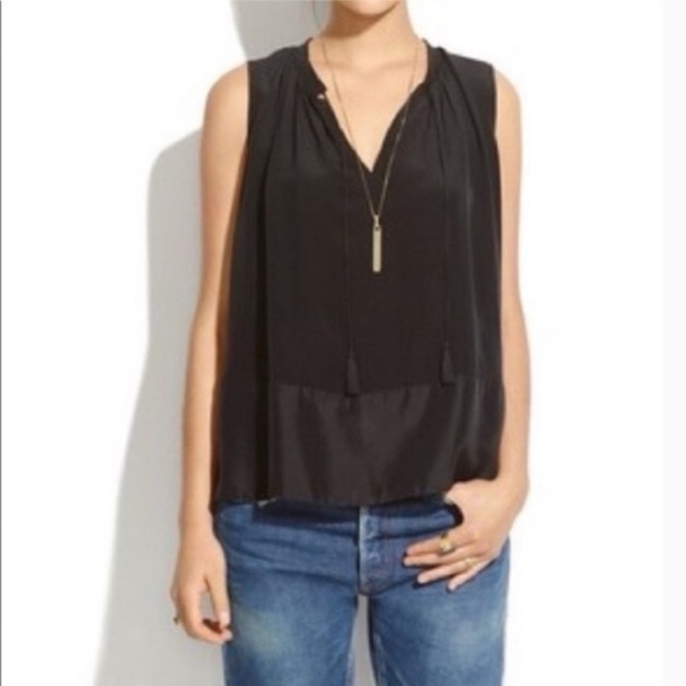 NWT Madewell Silk Shadowbox Tank black